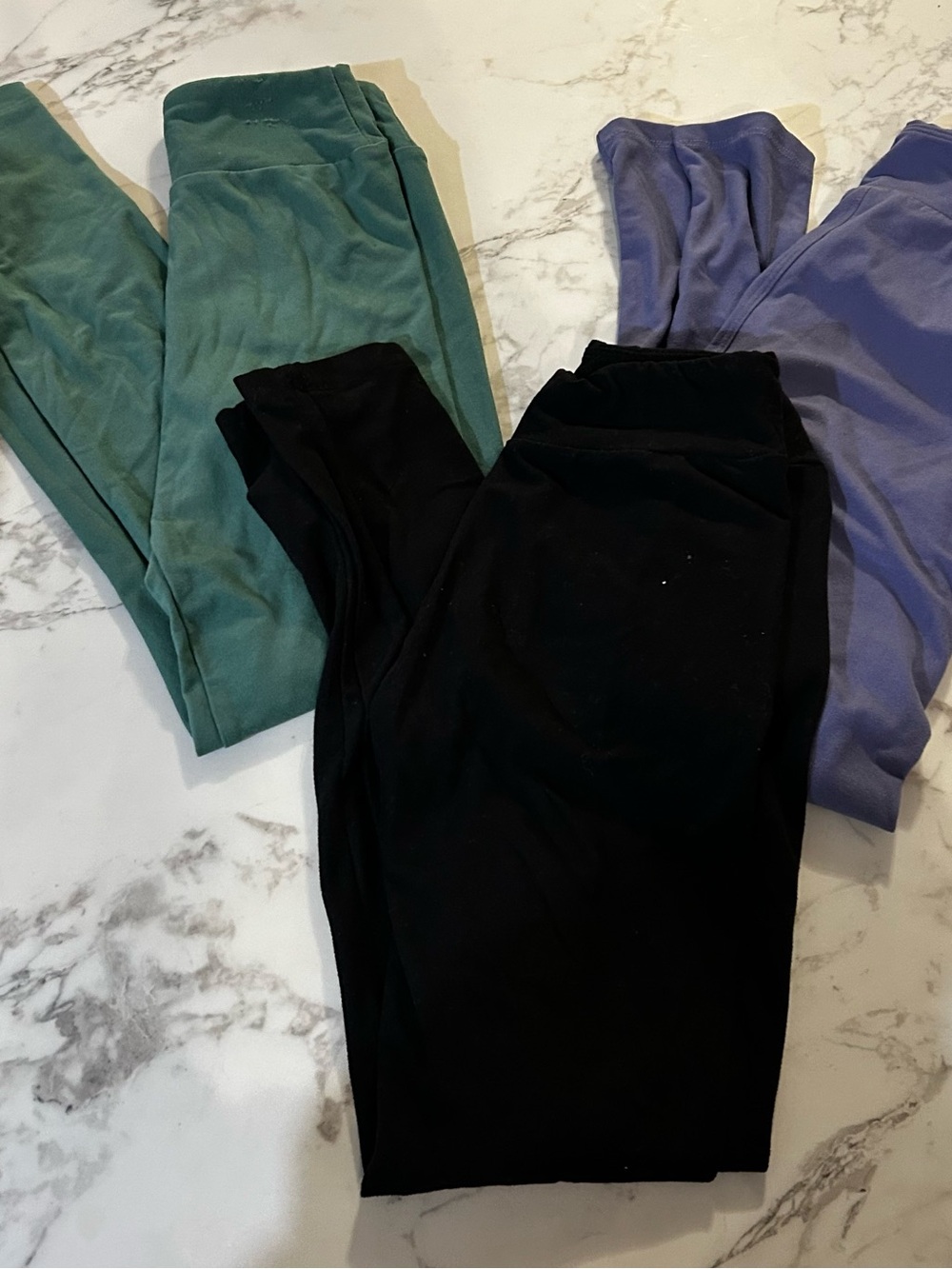 LuLaRoe Tween  Leggings Trio - Black, Green, Lavender